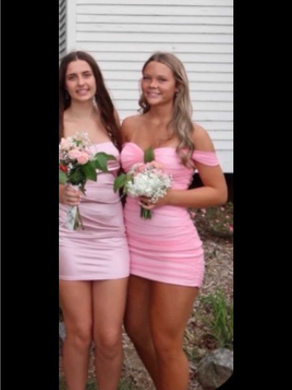 Pink Off-Shoulder hoco dress